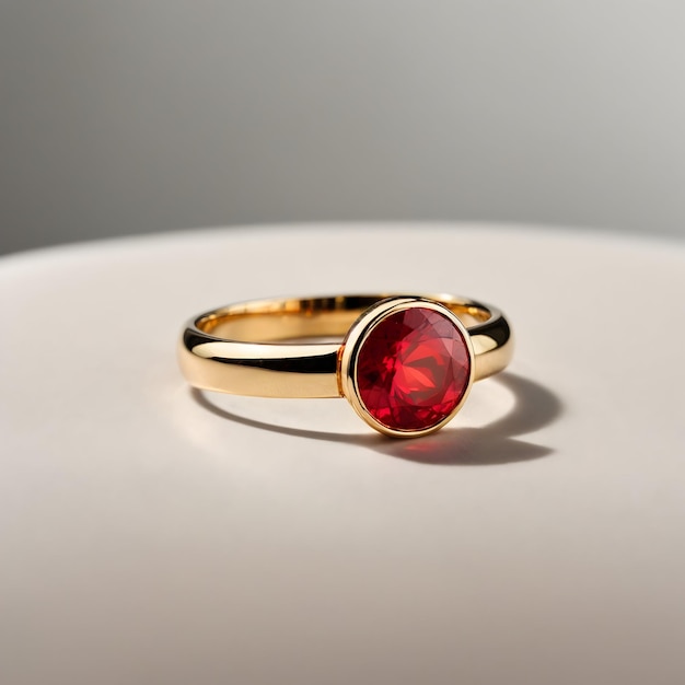 Oszałamiający wzór pierścionka ozdobiony jaskrawoczerwonym kamieniem szlachetnym