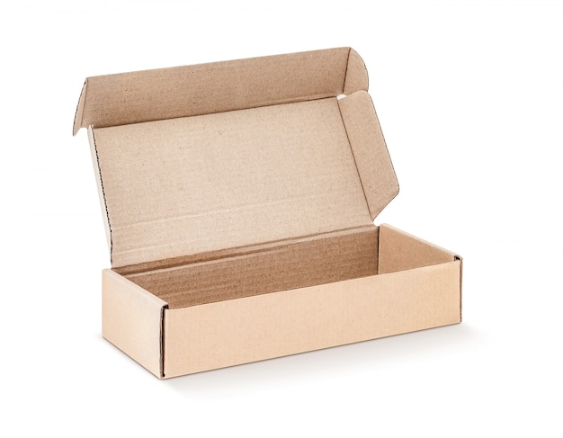 Otwarte i odizolowane pudełko kartonowe Kraft