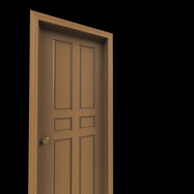 Otwarte izolowane drzwi zamknięte renderowanie ilustracji 3d