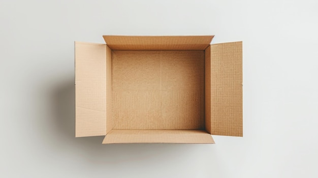 Otwarte pudełko kartonowe na białym tle Mockup do projektowania