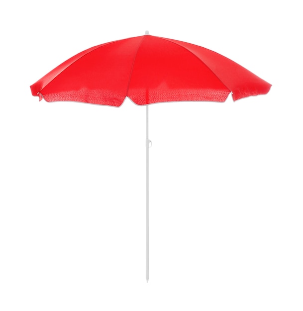 Otwórz czerwony parasol na białym tle
