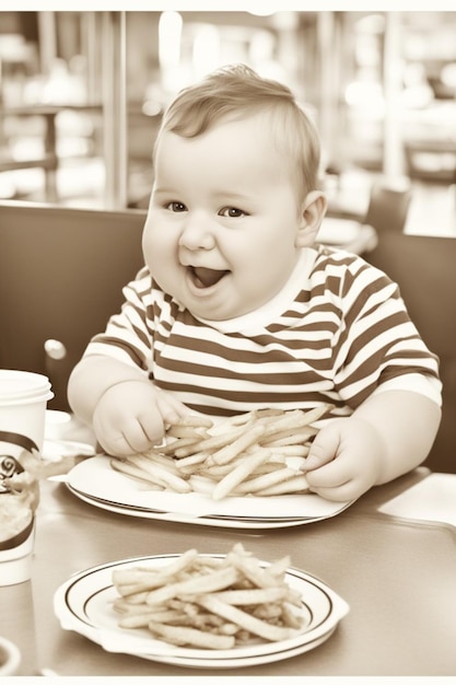 otyły chłopiec dziewczyna je fast food hamburger frytki niezdrowe jedzenie koncepcja ilustracja