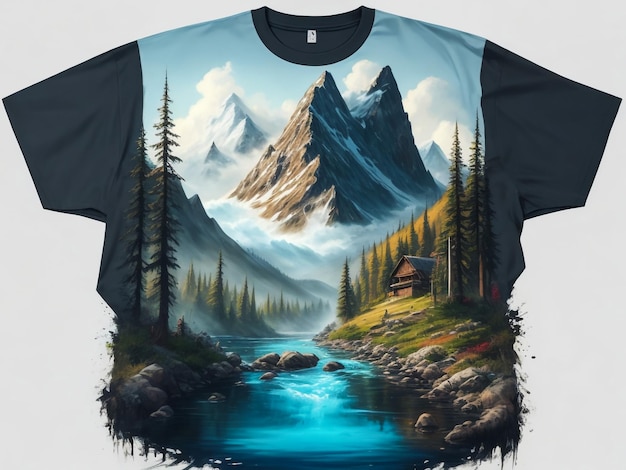 Outdoor Camping Vector T-shirt Design Mountain Camping Ilustracja Grafika z emblematem kempingu