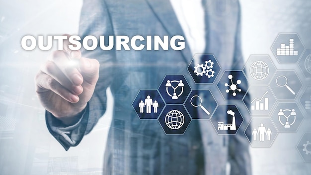 Outsourcing zasobów ludzkich Global Business Industry Concept Freelance Outsource Partnerstwo międzynarodowe