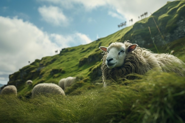 Owce na zielonych pastwiskach