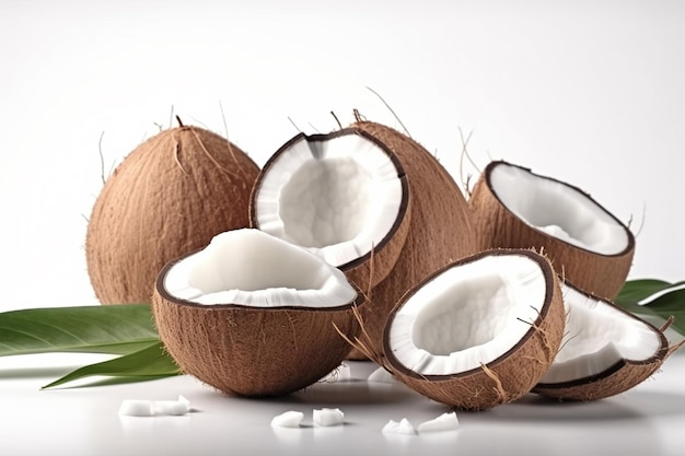 Owoc kokosowy na białym tle 3d ilustracyjny generatywny ai