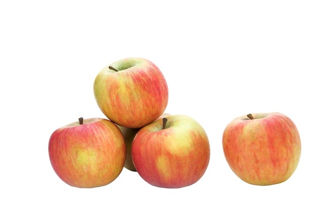 Owoce czerwonożółte jabłka na białym tle