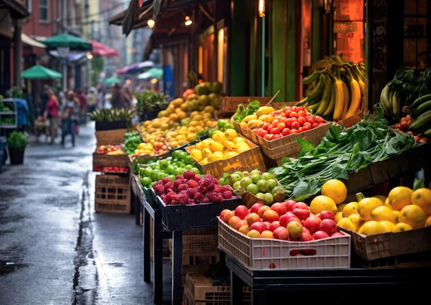 Owoce i warzywa na targu ulicznym