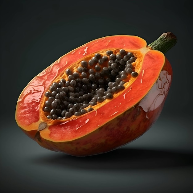Owoce papai na czarnym tle ilustracji 3d