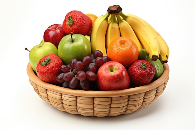 Owoce w koszyku serwowane Profesjonalna fotografia żywności reklamowa