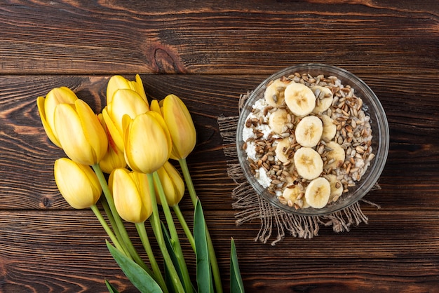 Owsianka Z Twarogiem, Pestkami Słonecznika I Bananem