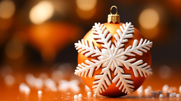 Ozdoba świąteczna w kształcie płatka śniegu na pomarańczowym tle