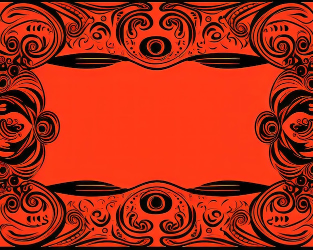 Zdjęcie ozdobna ramka z czarnymi i czerwonymi kolorami na czerwonym tle