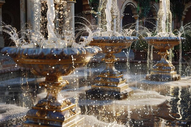 Ozdobne fontanny tańczące do dźwięku muzyki