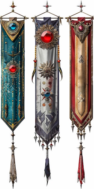 Zdjęcie ozdobne średniowieczne emblemy fantasy biżuteria fantasy i tarcze banery do gier online