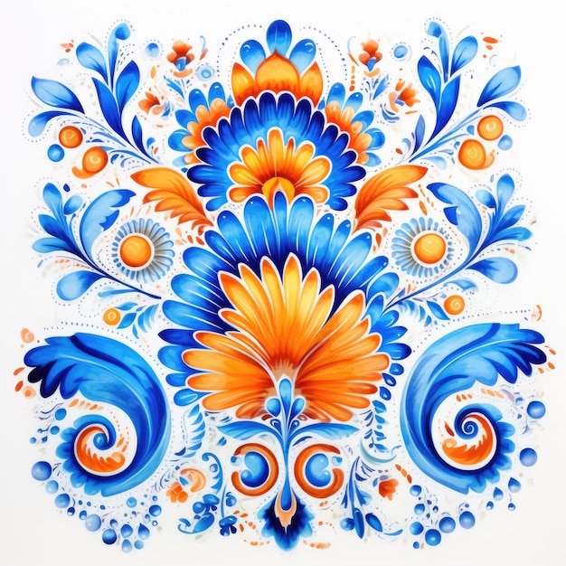 ozdobny słowiański szklany płytka bezszwowy wzór tła gzhel niebieski ozdobny projekt kwiatowy mandala arabski