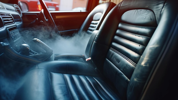 Zdjęcie ożywiaj wnętrze samochodu za pomocą eksperta w dziedzinie ekstrakcji chemicznej czyszczenie przytulaj wcześnie wiosenne czyszczenie