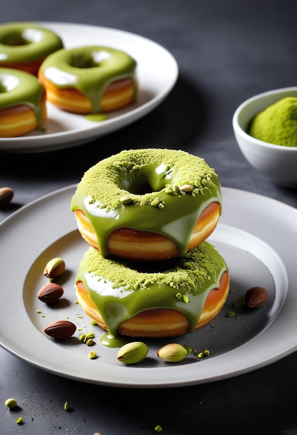 Pączek matcha z pistacjami