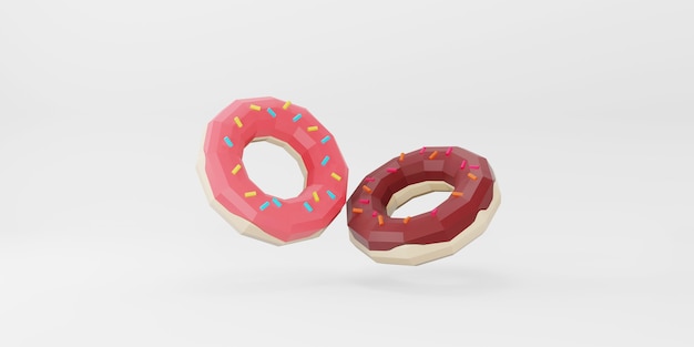 Pączki Low poly na białym tle.