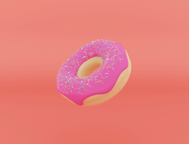 Pączki z posypką latające nad renderowaniem 3D w tle