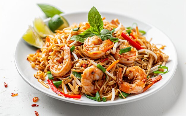 Pad Thai na białym tle