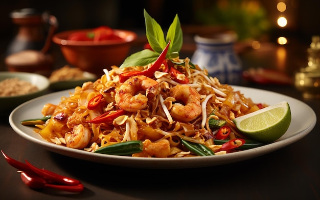 Pad Thai na jasnym tle