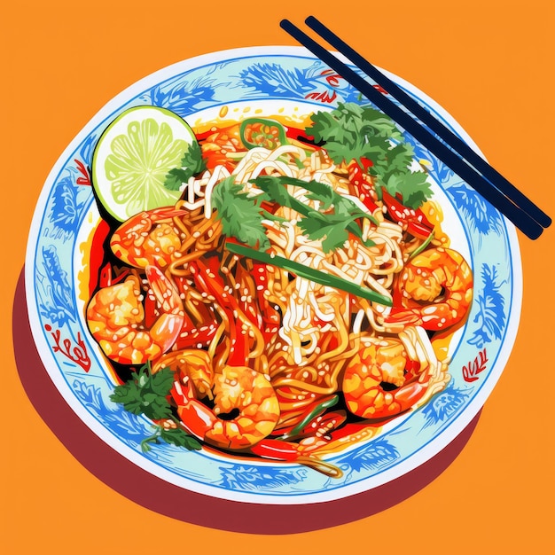 Pad Thai w stylu retro Generative AI