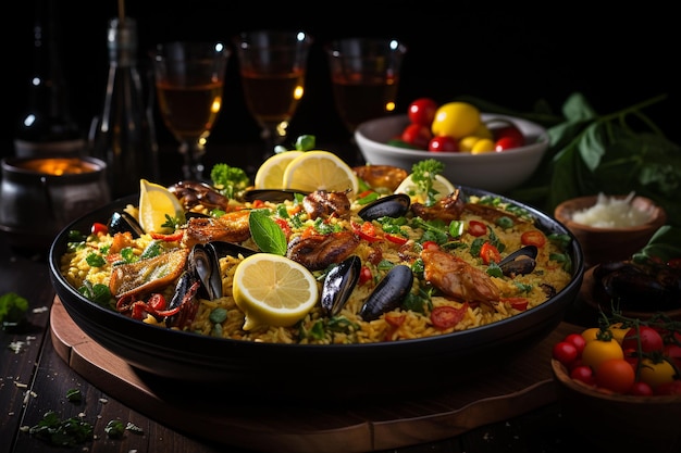 Paella z owocami morza