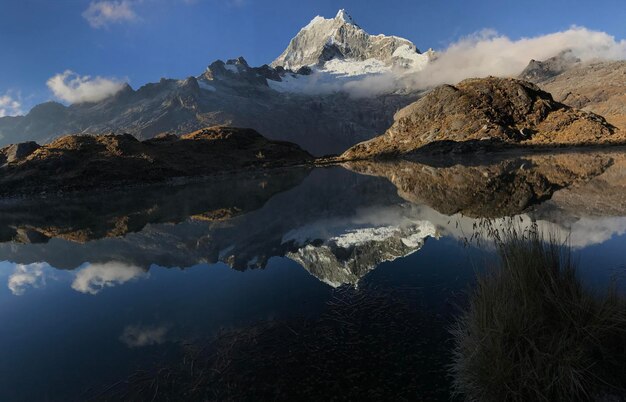 Paisaje del reflejo en la laguna del cielo