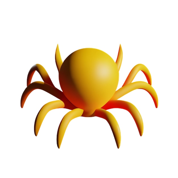 Zdjęcie pająk kreskówka na halloween latający straszny pająk z tworzywa sztucznego kreskówka low poly 3d ikona na białym tle