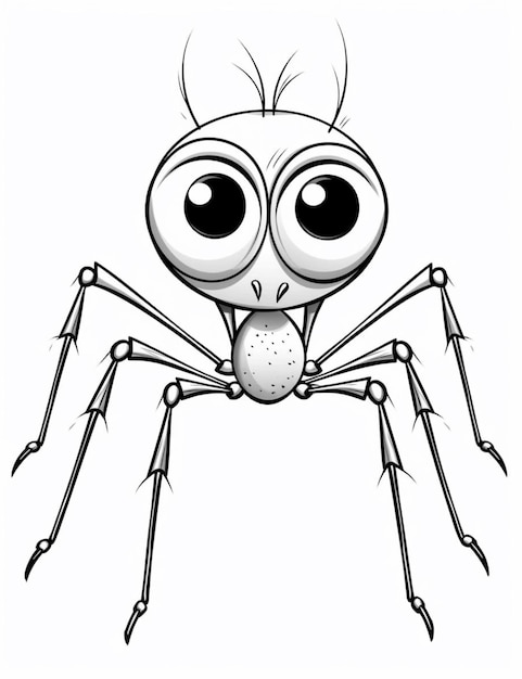 Zdjęcie pająk rysunkowy z dużymi oczami i sztuczną inteligencją z dużym nosem