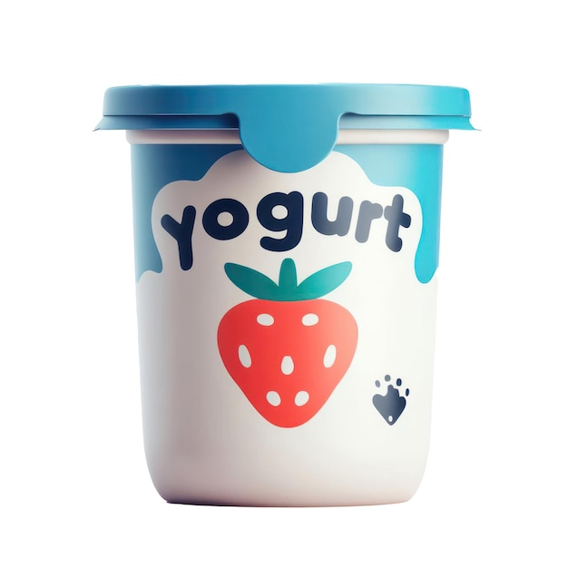 Zdjęcie pakiet z kubkiem jogurtu mlecznego izolowany na białym przezroczystym tle