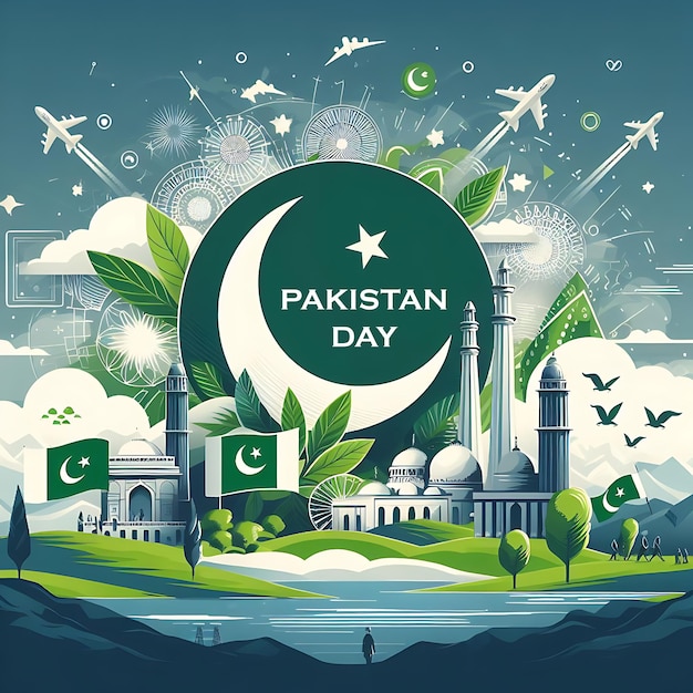 Pakistan resolution day design background Pakistan day illustration design