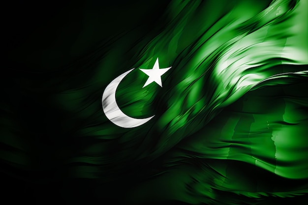 Pakistańska flaga bokeh tło z islamskim symbolem zwycięstwa Generative AI