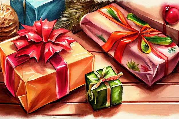 Zdjęcie pakowanie prezentów świątecznych w eko papier generative ai
