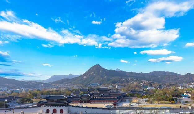 Zdjęcie pałac gyeongbokgung w seulu w korei południowej