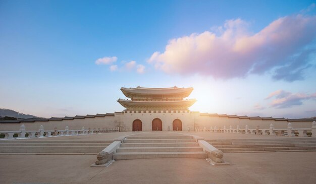 Zdjęcie pałac gyeongbokgung w seulu w korei południowej