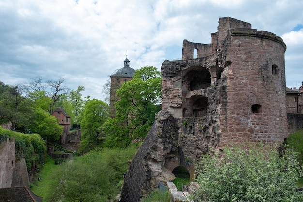 Pałac Heidelberg popularne miejsce docelowe Niemcy zamek w naturze Stare słynne ruiny niemieckie chmurne niebo