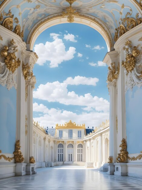 pałac Wersalu biały i niebieski