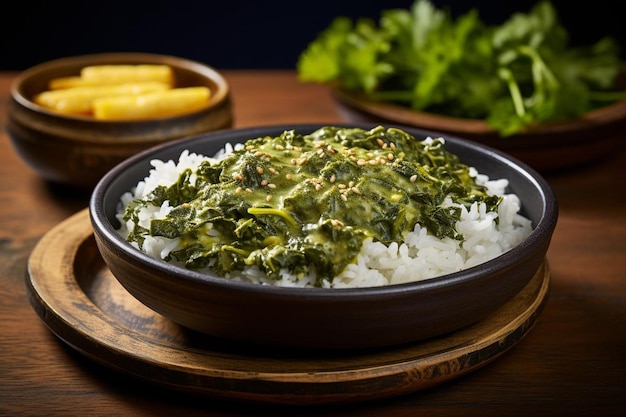 Zdjęcie palak paneer z ryżem jeera