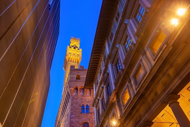 Palazzo Vecchio W Centrum Florencji W Toskanii We Włoszech O Zmierzchu