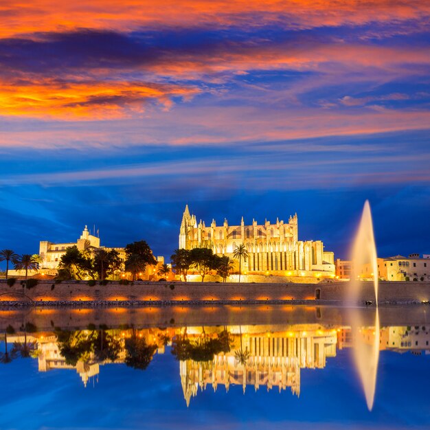 Palma De Mallorca Seu Katedralny Zmierzch Majorca