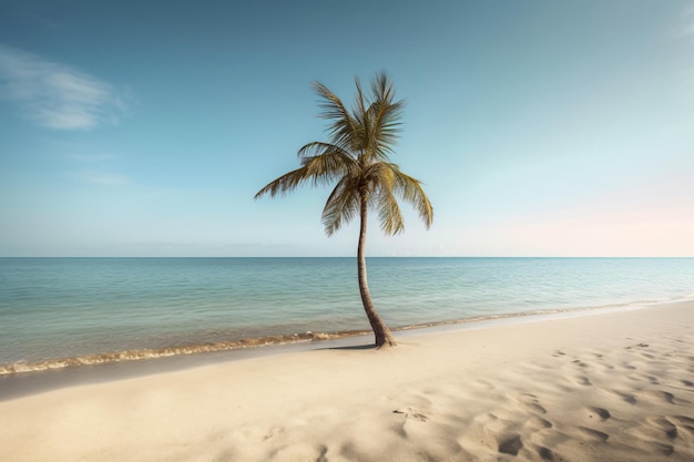 Palma na pustej plaży