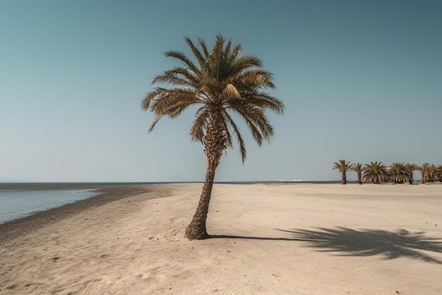 Palma na pustej plaży