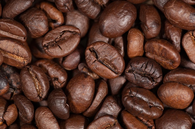 Palona kawa ziaren kawy tekstura tło, selektywne focus