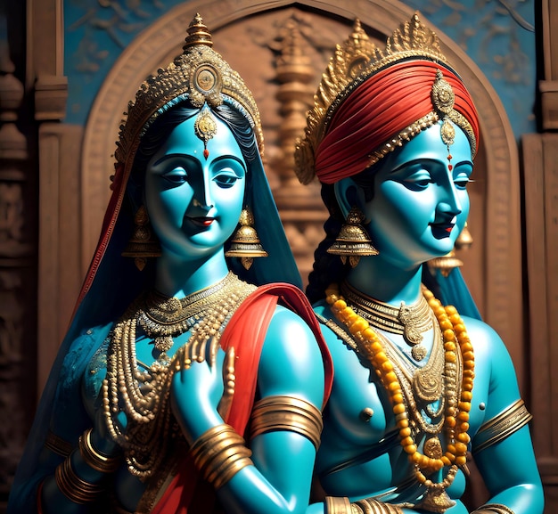 Pan Krishna i Radha, hinduski bóg.