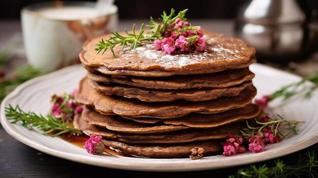 Pancake z gruszki na białym talerzu