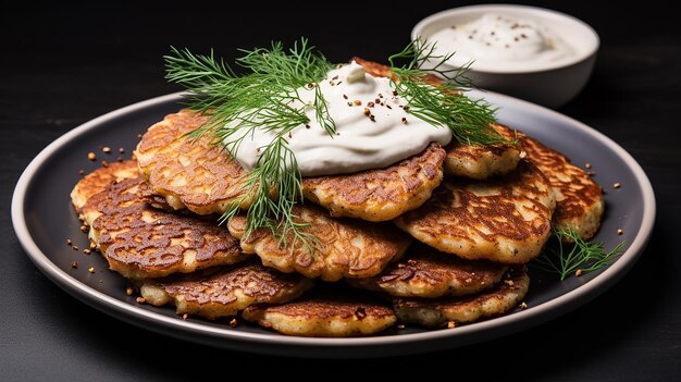 Zdjęcie pancake z ziemniakami z kremem z gruszki