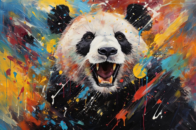 Panda abstrakcyjna ilustracja w żywych kolorach