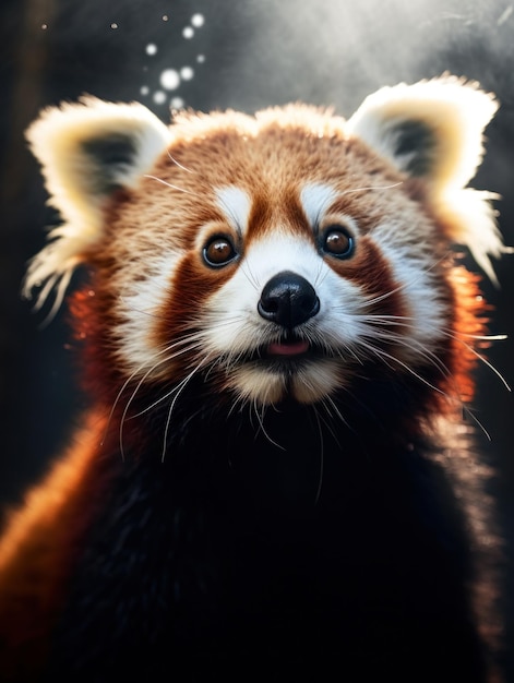 Panda czerwona w swoim naturalnym środowisku Fotografia dzikiej przyrody Generacyjna sztuczna inteligencja